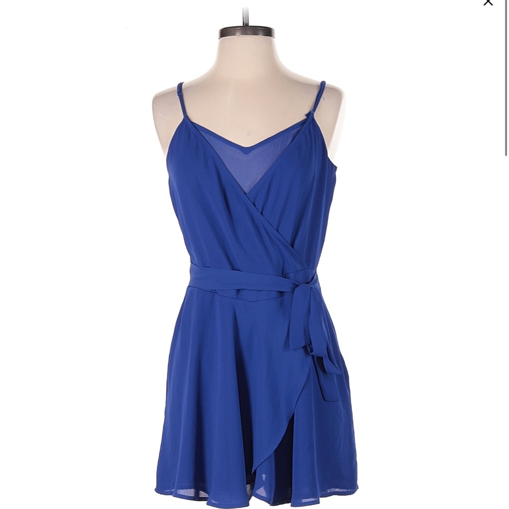Express Cobalt Blue Wrap Jumpsuit